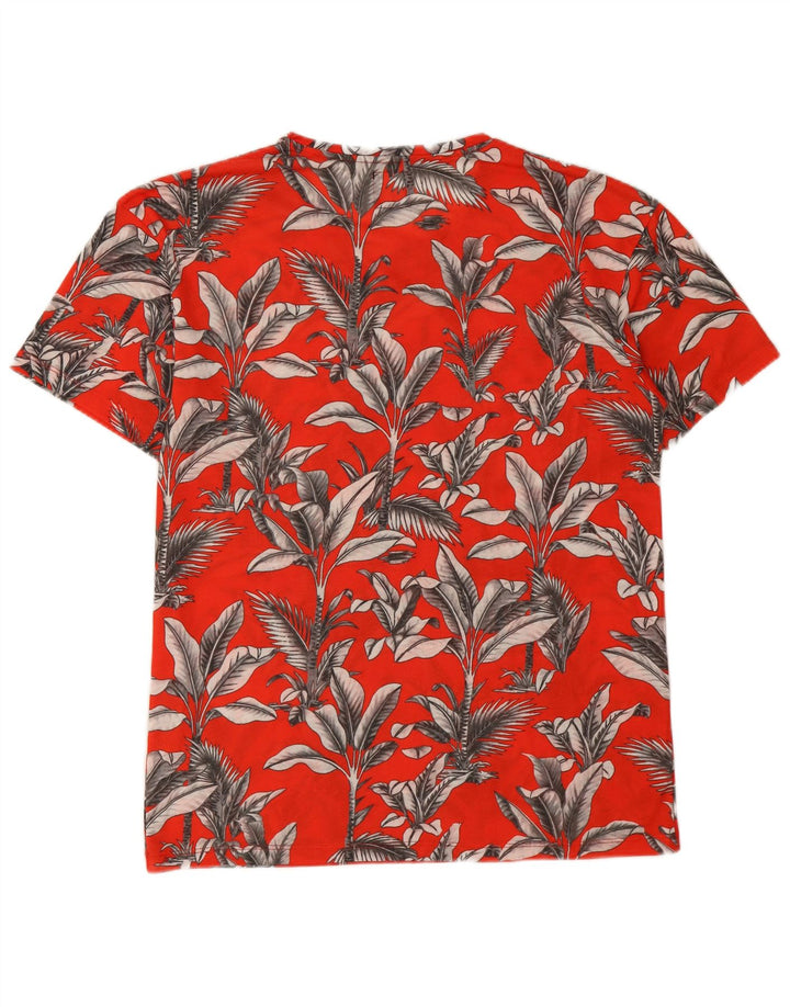 Zara Herre T-Shirt Top Stor Rød Blomster