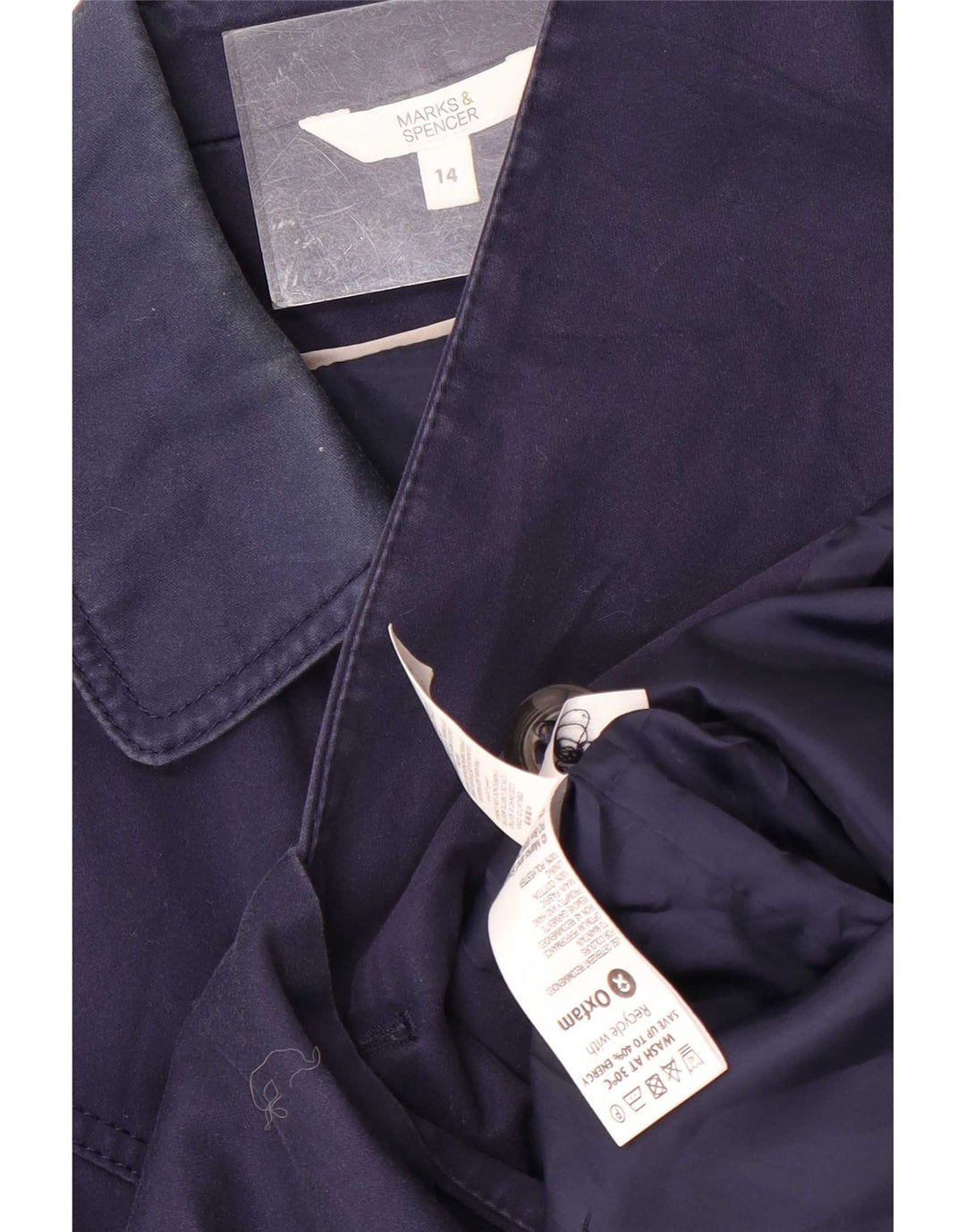 Marks & Spencer Kvinder Kort Trench Coat UK 14 Medium Navy Blue