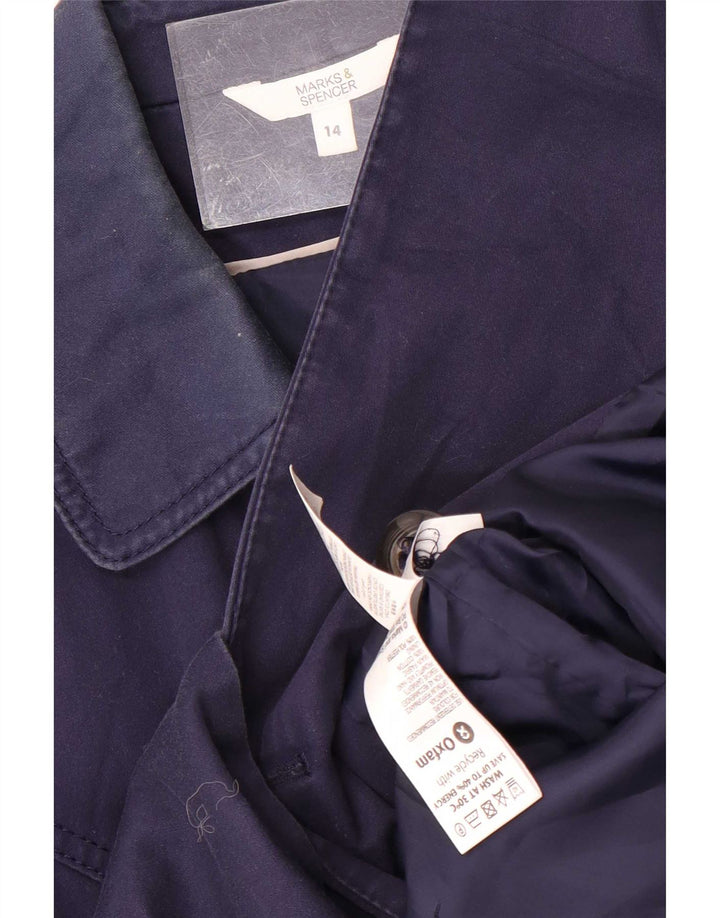 Marks & Spencer Kvinder Kort Trench Coat UK 14 Medium Navy Blue