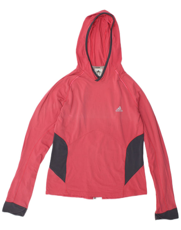 Adidas Dame Hoodie Jumper UK 12 Medium Pink Colourblock Nylon