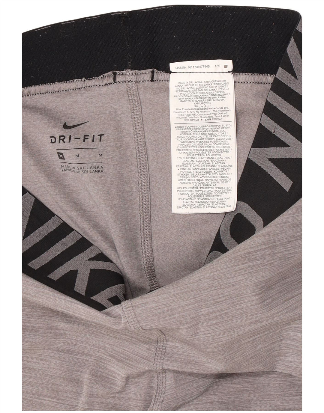 Nike Dame Dri Fit Grafiske Leggings UK 12 Medium Grey Colourblock