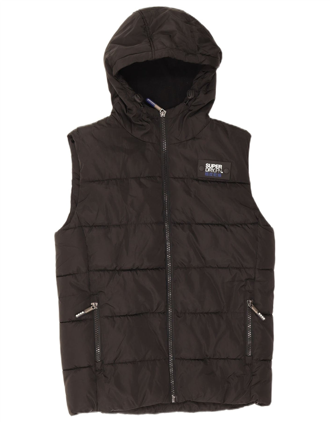 Superdry Herre hætte polstret Gilet UK 36 lille sort polyester