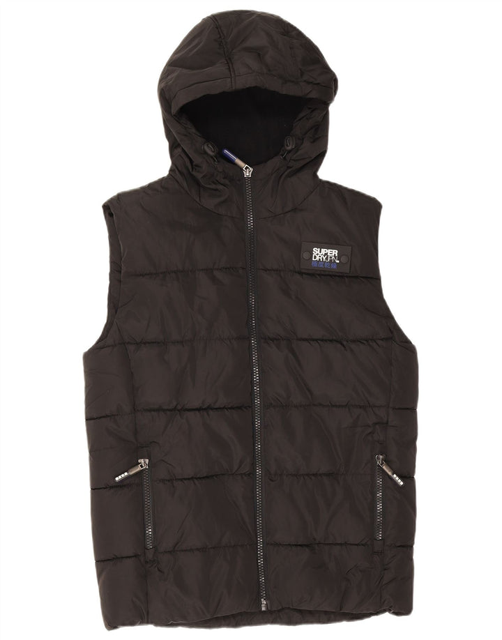 Superdry Herre hætte polstret Gilet UK 36 lille sort polyester