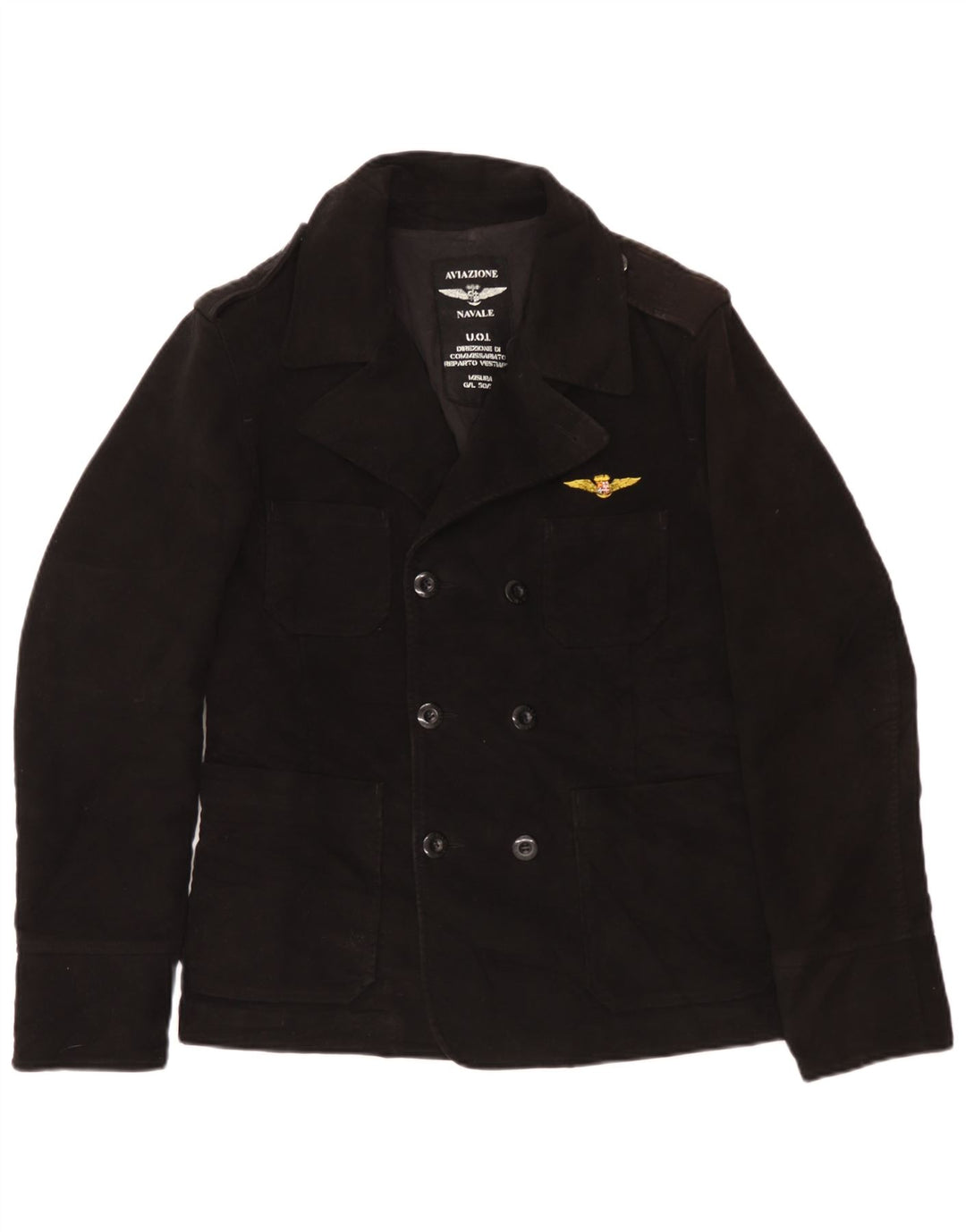 Aviazione Navale Herre Pea Coat UK 38 Medium Sort Bomuld