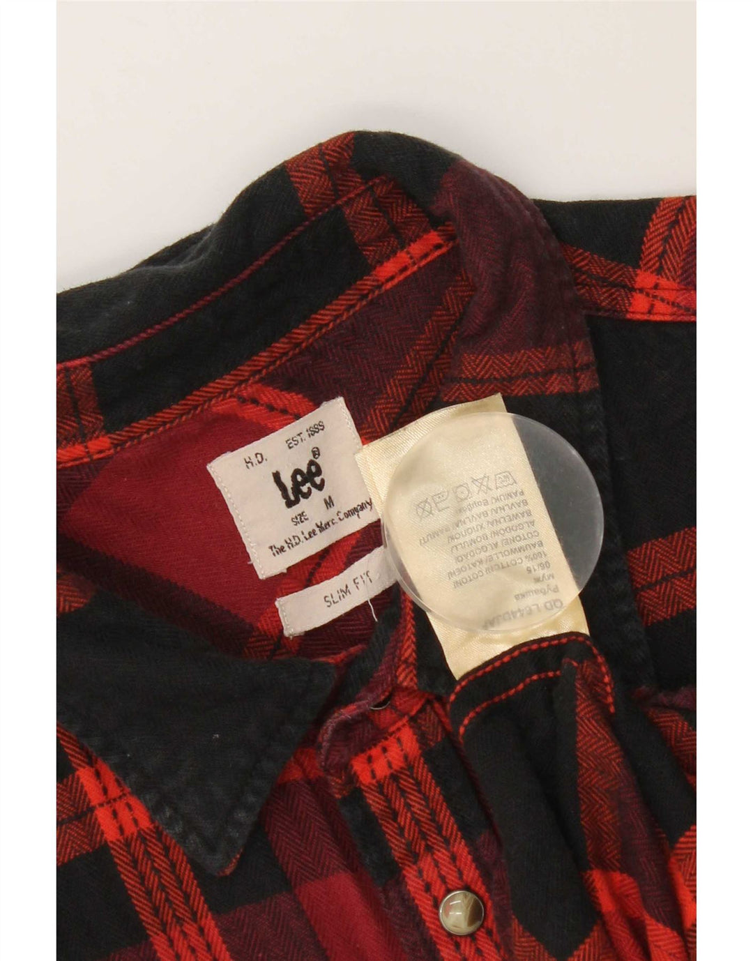 Lee Herre Western Slim Fit Flanellskjorte Medium Rød Ternet Bomuld
