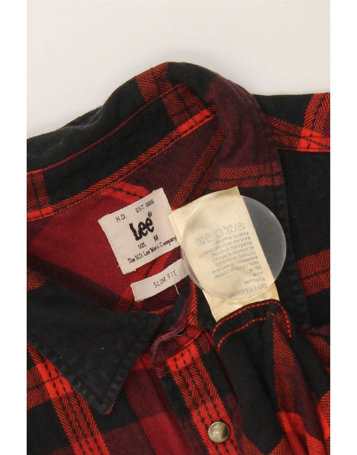 Lee Herre Western Slim Fit Flanellskjorte Medium Rød Ternet Bomuld