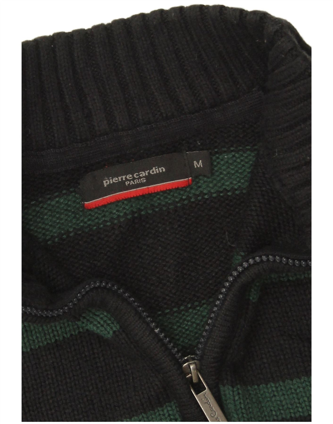 Pierre Cardin Herre Zip Neck Jumper Sweater Medium Marineblå Stribet akryl