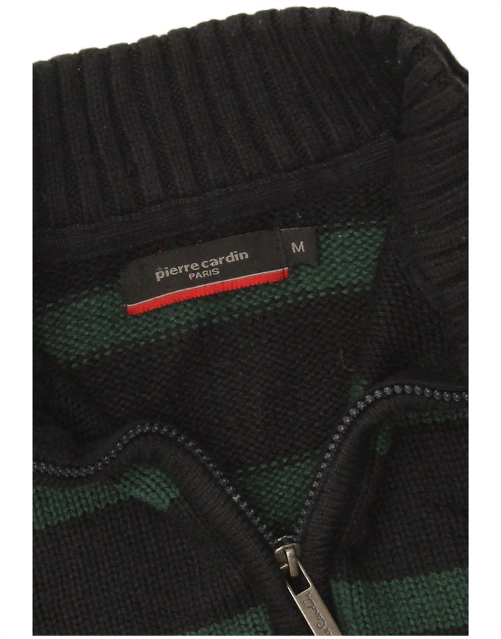Pierre Cardin Herre Zip Neck Jumper Sweater Medium Marineblå Stribet akryl