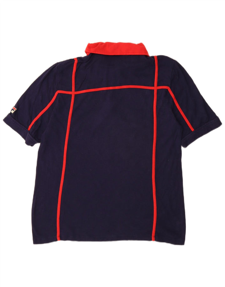 FILA Poloskjorte til mænd Large Navy Blue Colourblock Bomuld