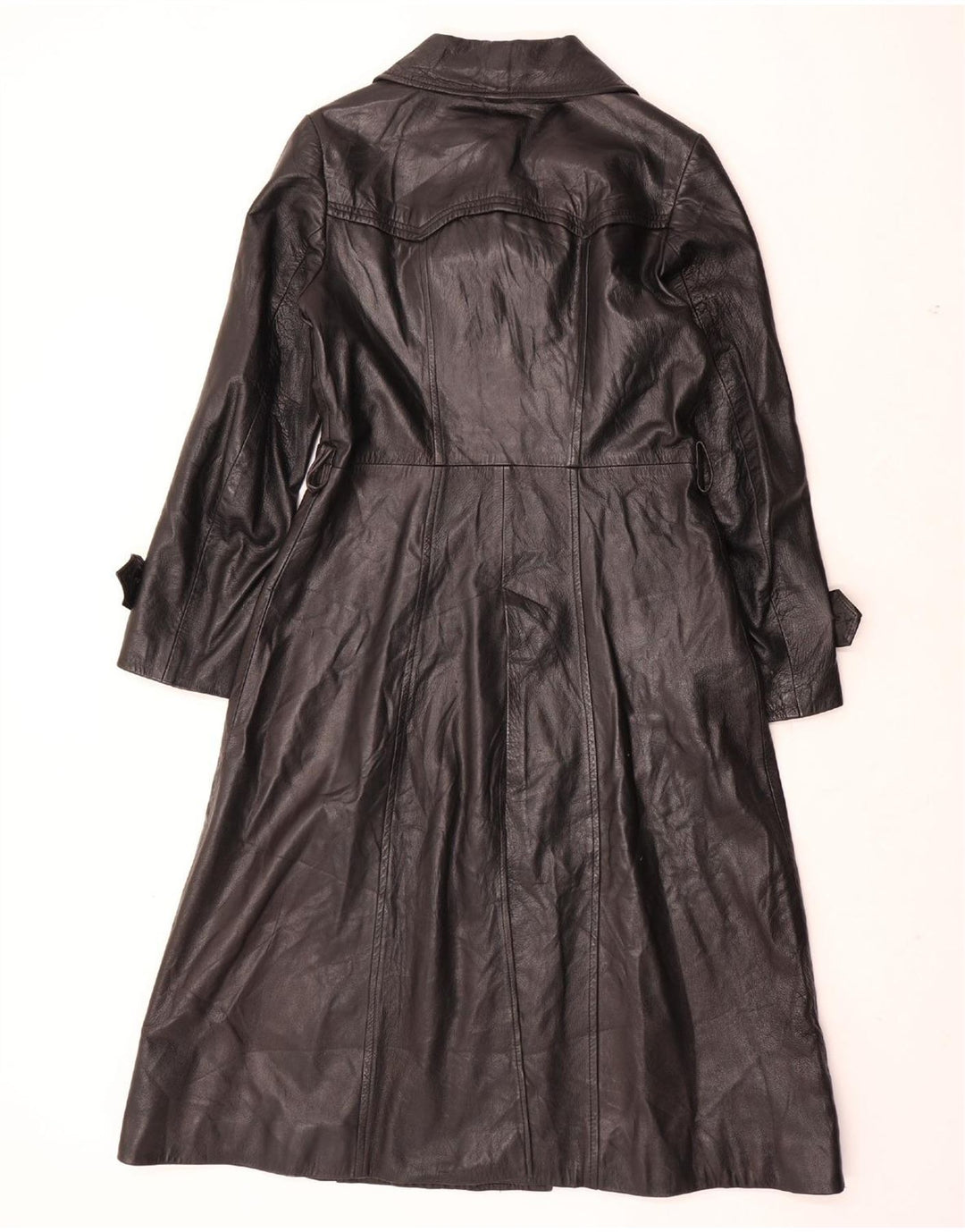 VINTAGE Læderfrakke til kvinder UK 12 Medium Sort Læder