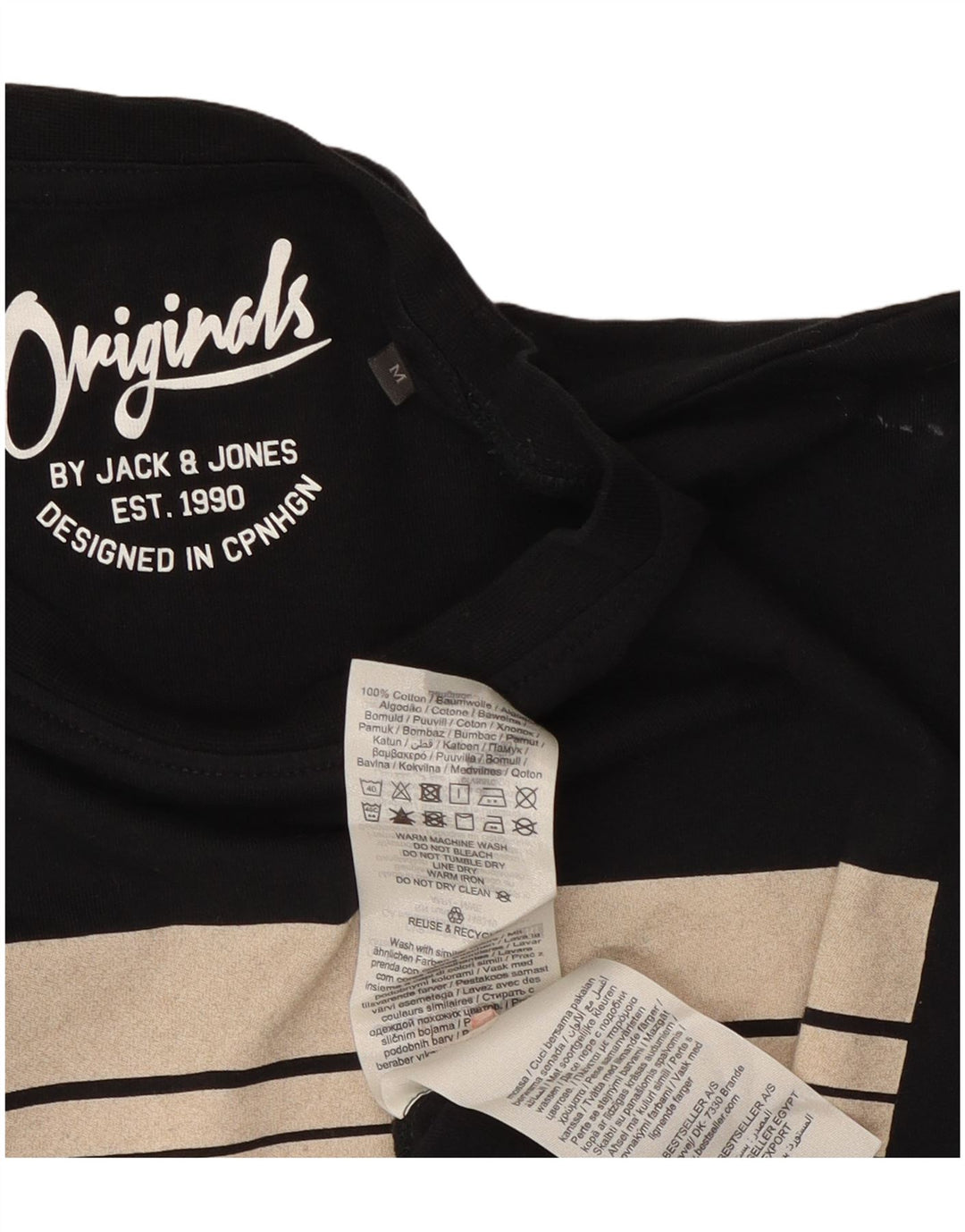 Jack & Jones Herre grafisk T-shirt Top Medium Sort Bomuld
