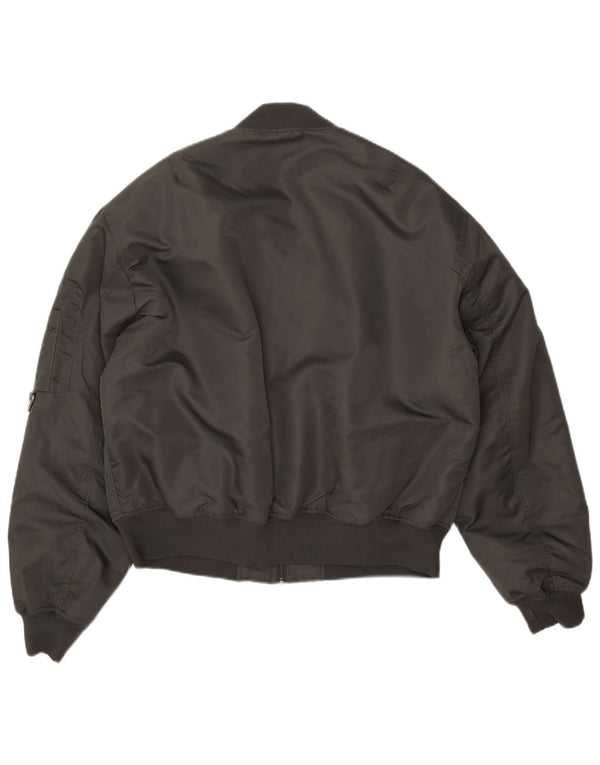 ZARA Bomberjakke til mænd UK 40 Large Grå Polyester