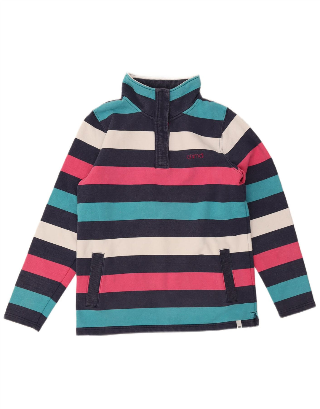ANIMAL Dame Sweatshirt Jumper UK 10 Lille Flerfarvet Stribet