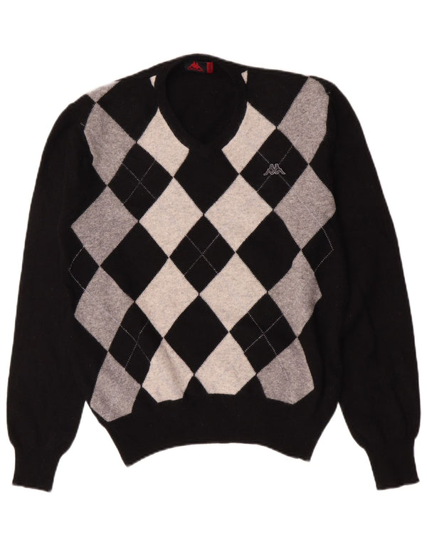 Kappa Herre V-hals sweater Medium Sort Argyle/Diamond