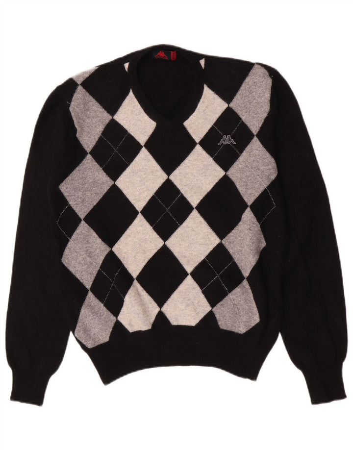 Kappa Herre V-hals sweater Medium Sort Argyle/Diamond
