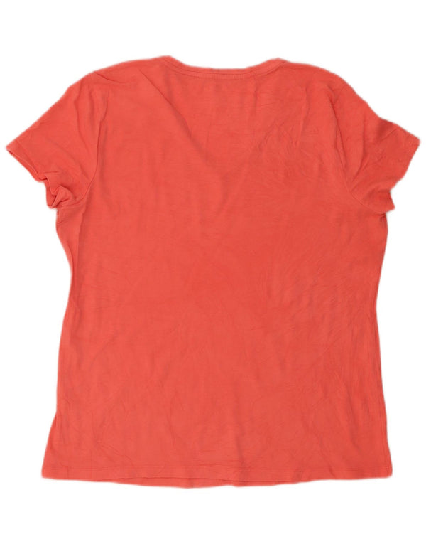 Nautica Dame T-Shirt Top UK 14 Stor Orange Bomuld
