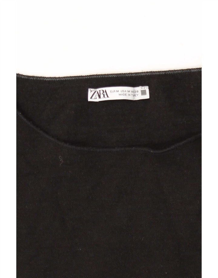 Zara Womens Crop Top UK 12 Medium Black