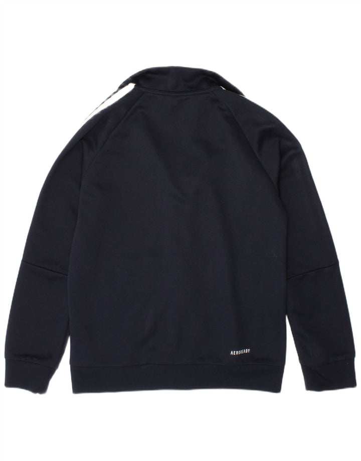 ADIDAS Boys Aeroready Tracksuit Top Jacket 7-8 Years Navy Blue Polyester