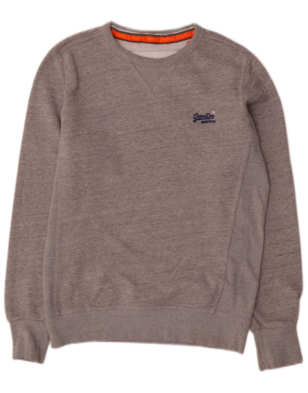SUPERDRY Sweatshirt-trøje til mænd, stor grå flækket bomuld