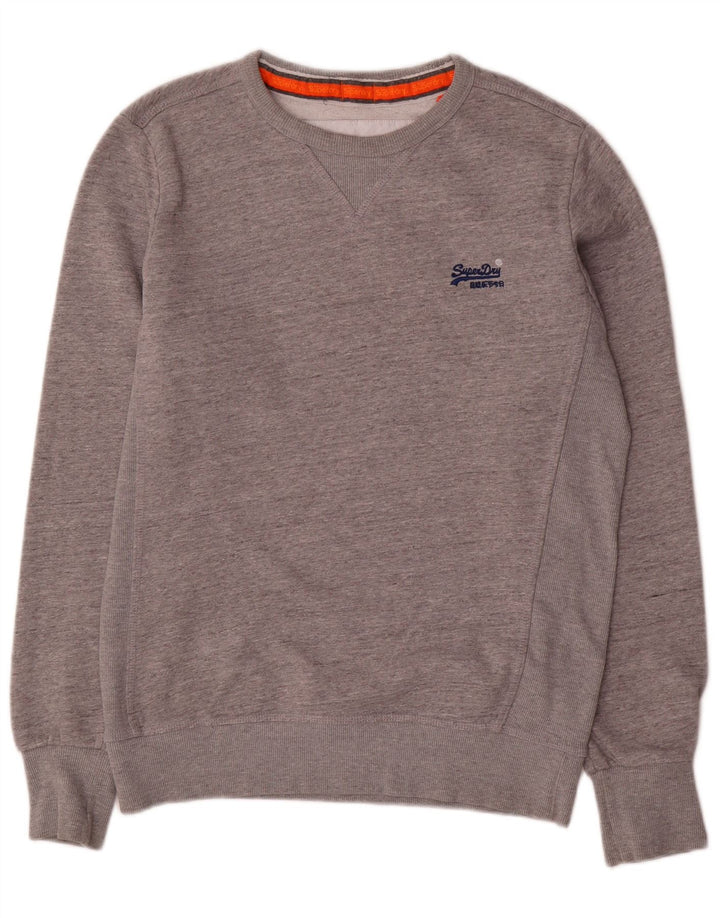 SUPERDRY Sweatshirt-trøje til mænd, stor grå flækket bomuld