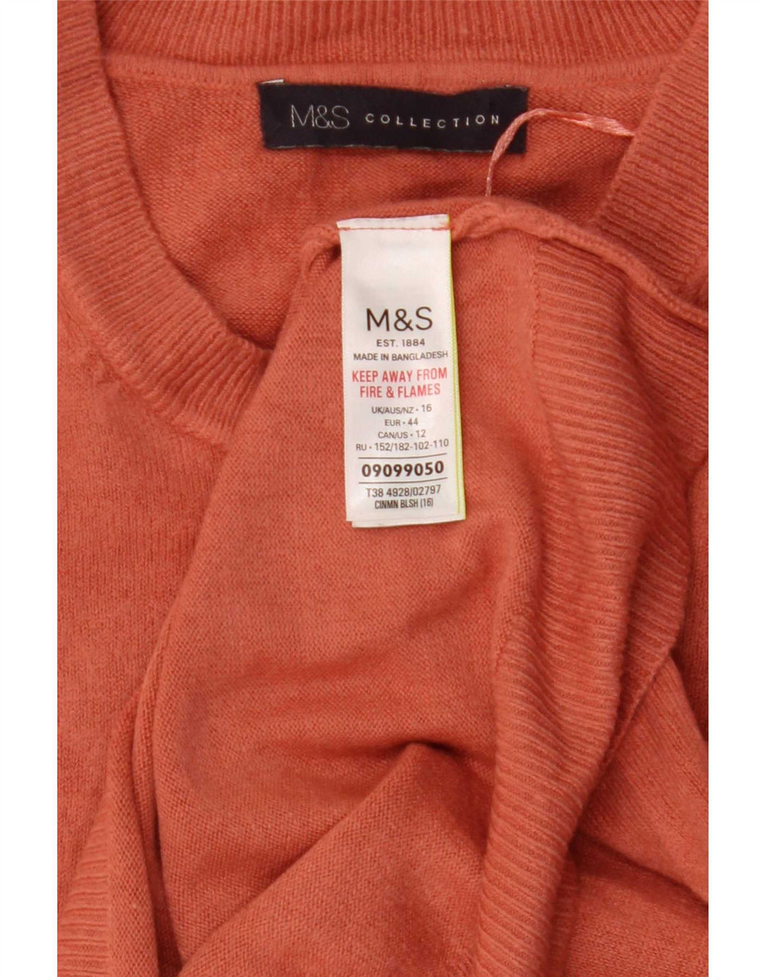Marks & Spencer Dame Boat Neck Jumper Sweater UK 16 Large Orange