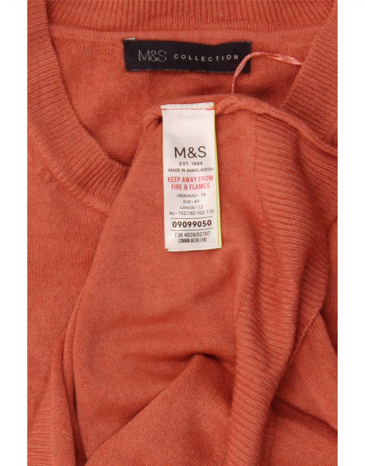 Marks & Spencer Dame Boat Neck Jumper Sweater UK 16 Large Orange