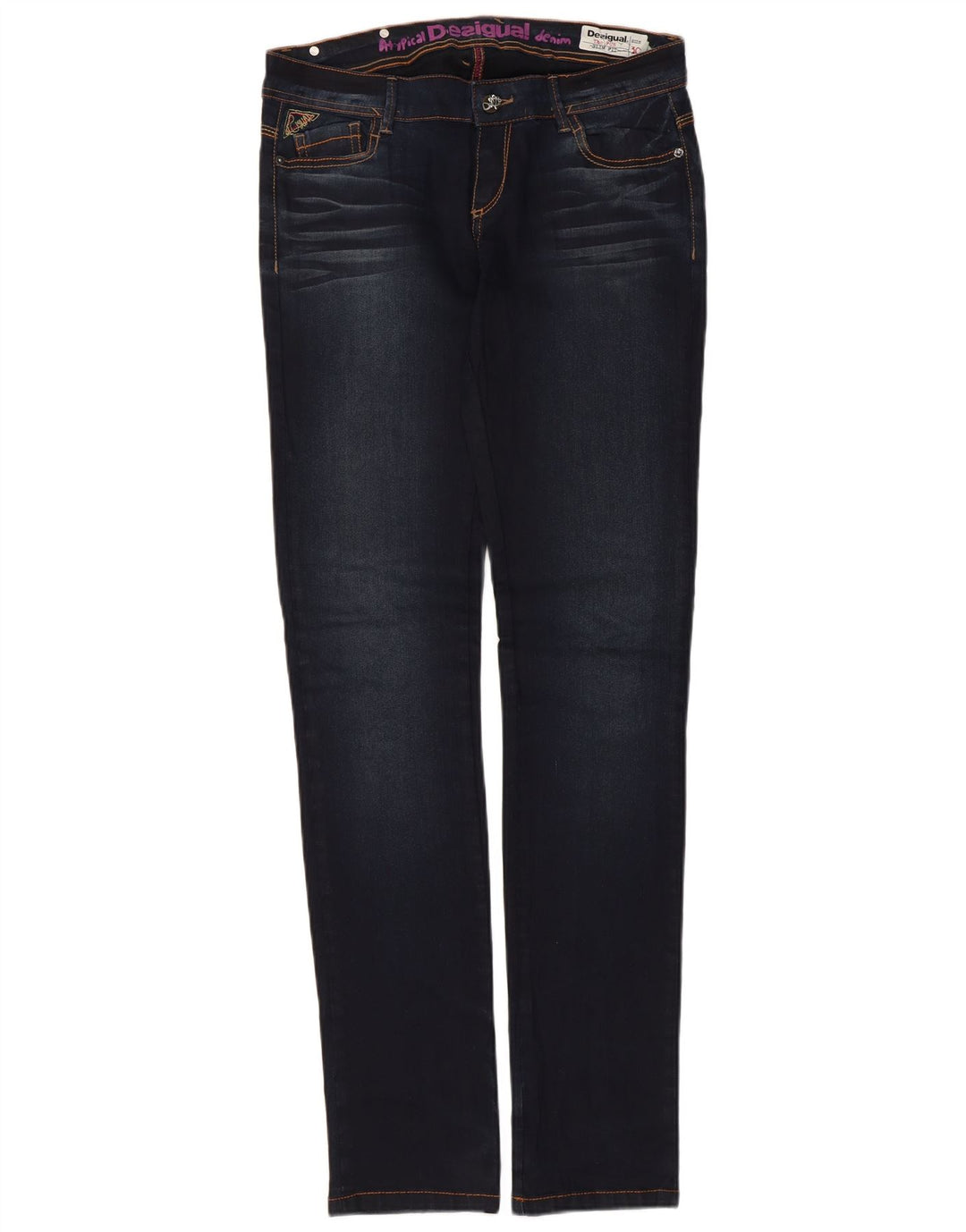 Desigual Dame Slim Jeans W30 L32 Marineblå Bomuld