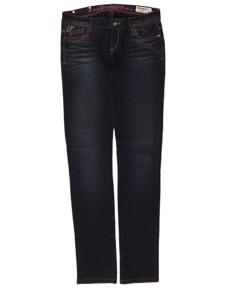 Desigual Dame Slim Jeans W30 L32 Marineblå Bomuld