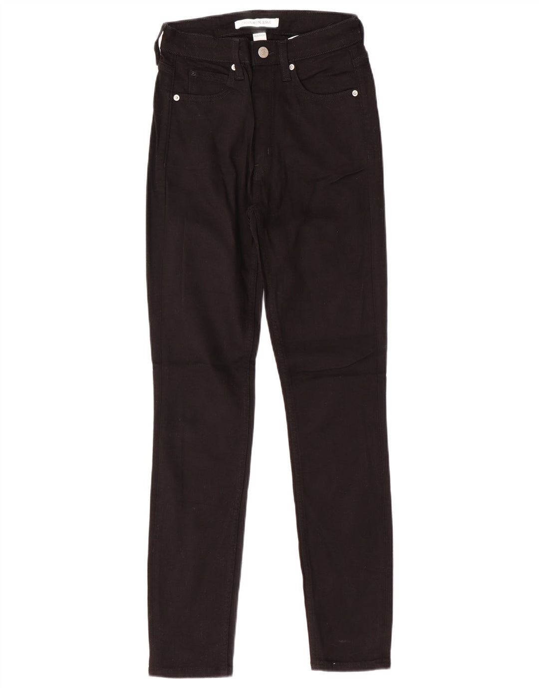 CALVIN KLEIN Kvinder Højtaljede Slim Jeans W26 L30 Sort Bomuld