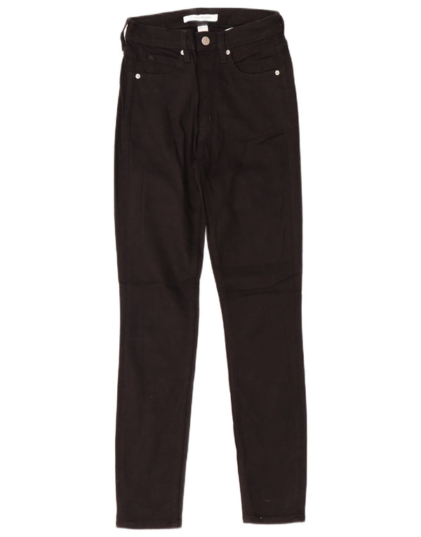 CALVIN KLEIN Kvinder Højtaljede Slim Jeans W26 L30 Sort Bomuld