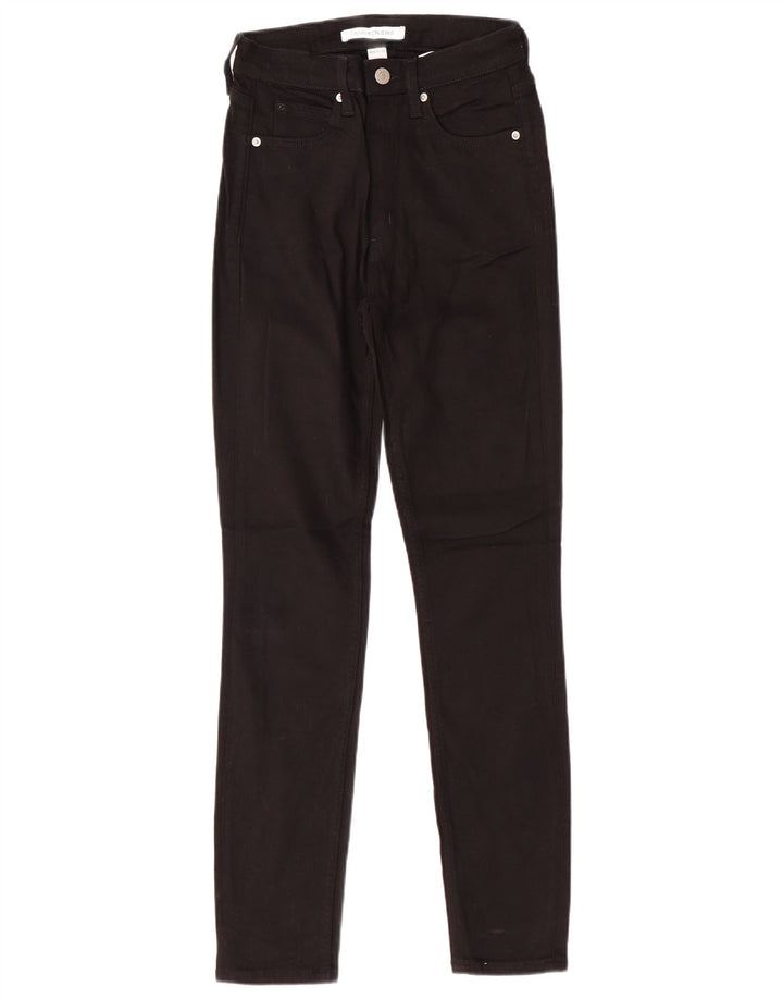 CALVIN KLEIN Kvinder Højtaljede Slim Jeans W26 L30 Sort Bomuld