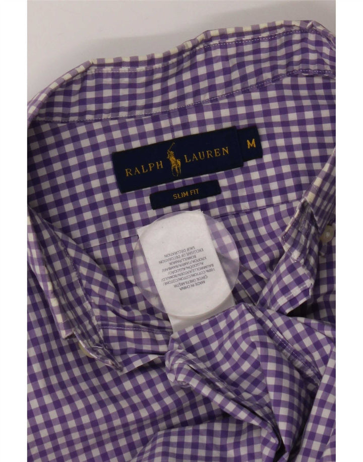 Ralph Lauren Mens Slim Fit Shirt Medium Purple Gingham Cotton