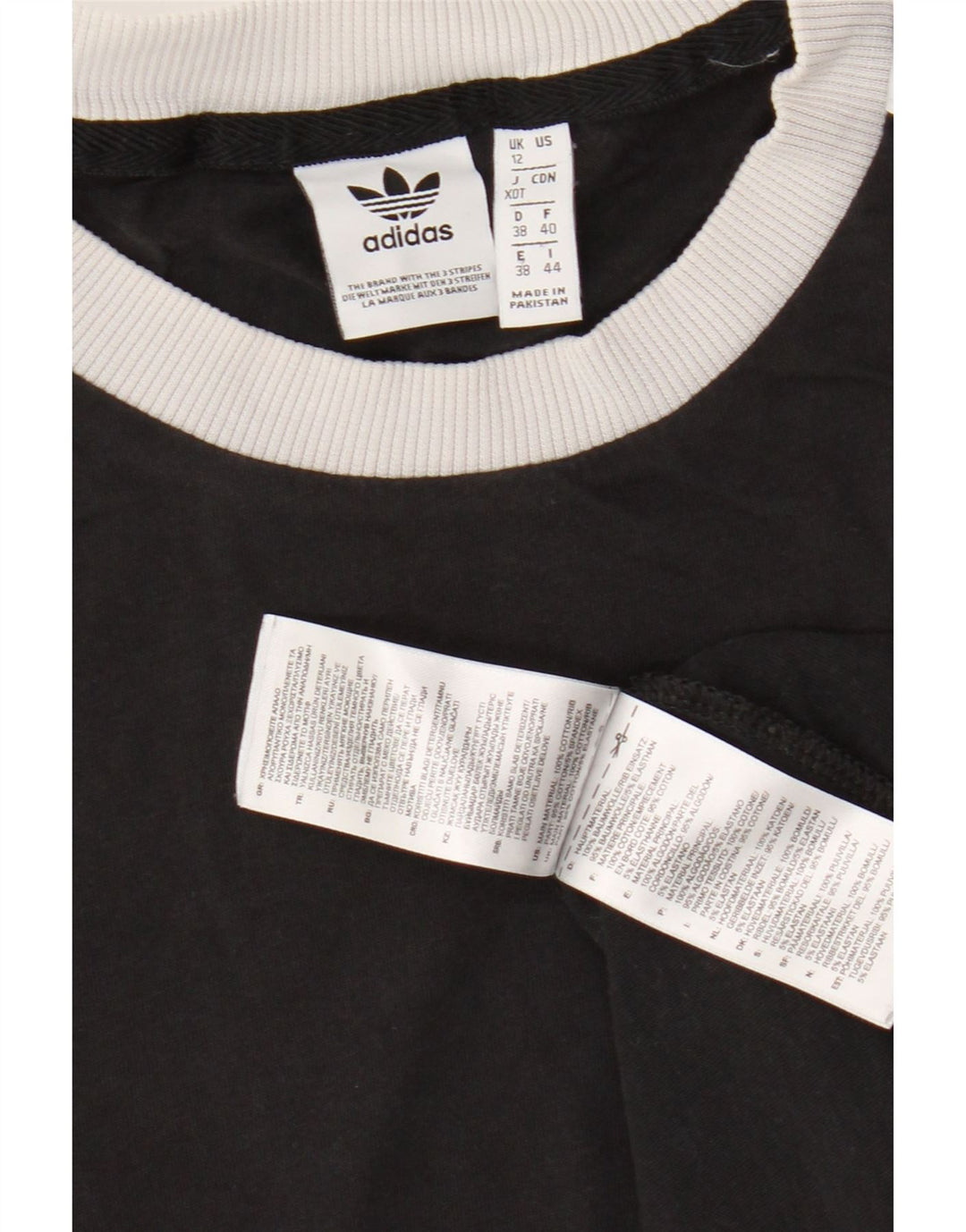 Adidas Dame T-Shirt Top UK 12 Medium Sort Bomuld