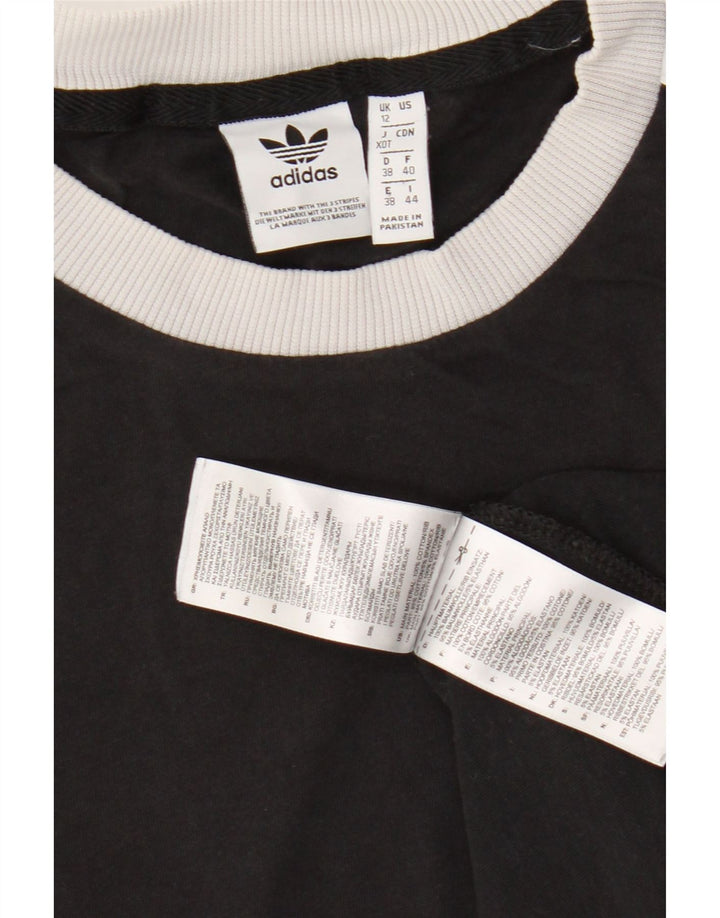 Adidas Dame T-Shirt Top UK 12 Medium Sort Bomuld