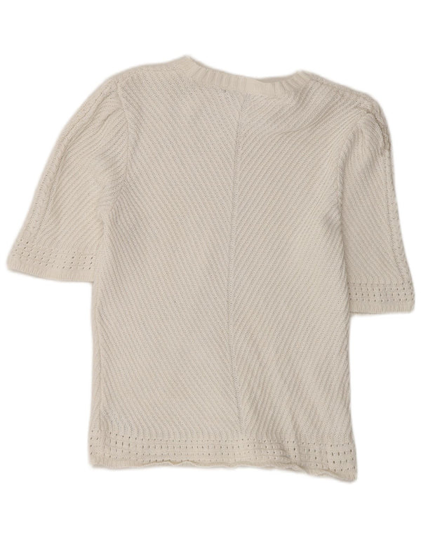 Marks & Spencer Dame Boat Neck Jumper Sweater UK 14 Medium Off White