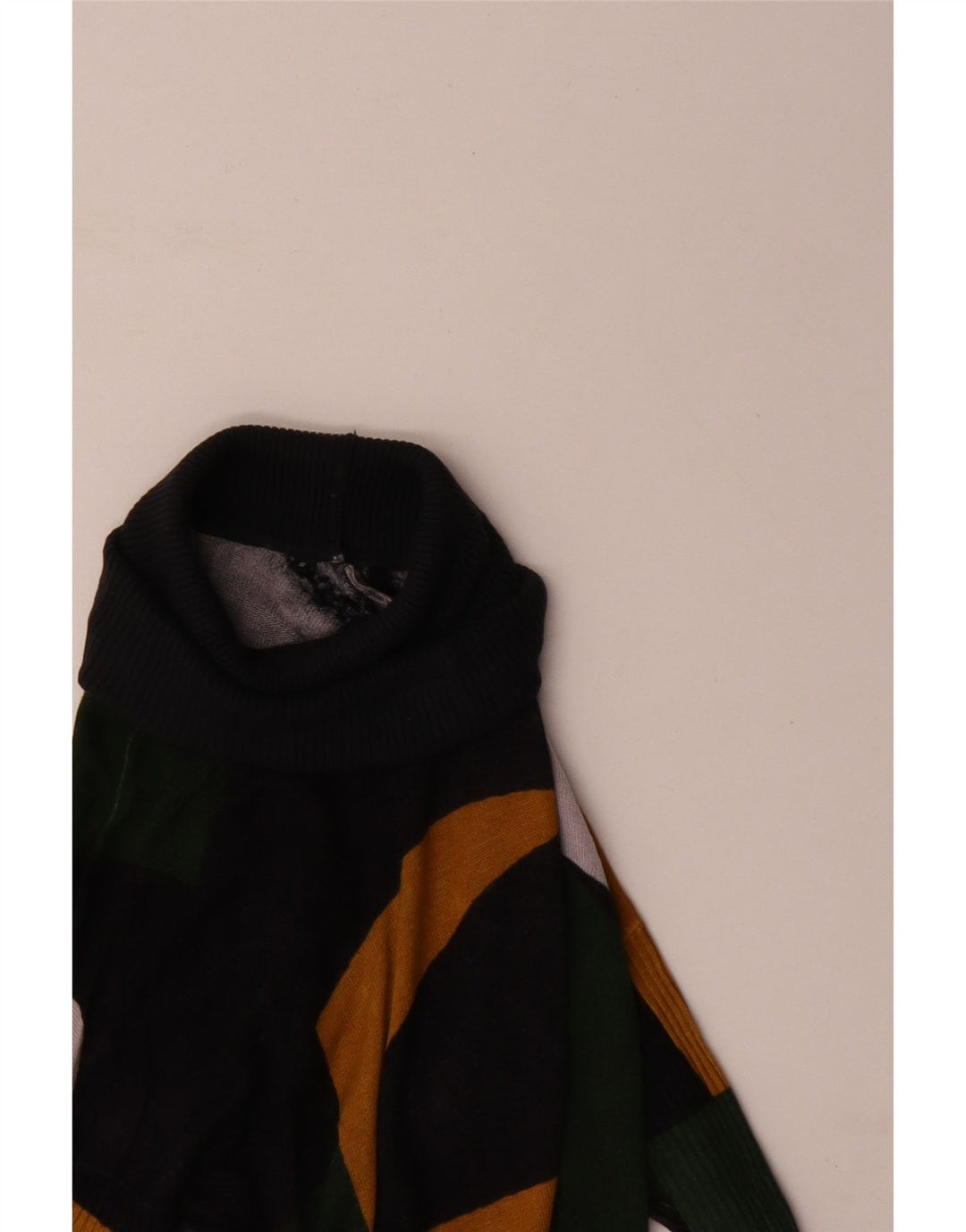 Desigual Dame Roll Neck Jumper Sweater UK 10 Small Green Geometric