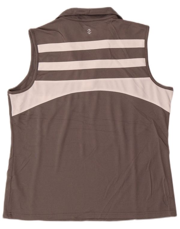 IZOD ærmeløs poloshirt til kvinder UK 18 XL Grå Colourblock Polyester