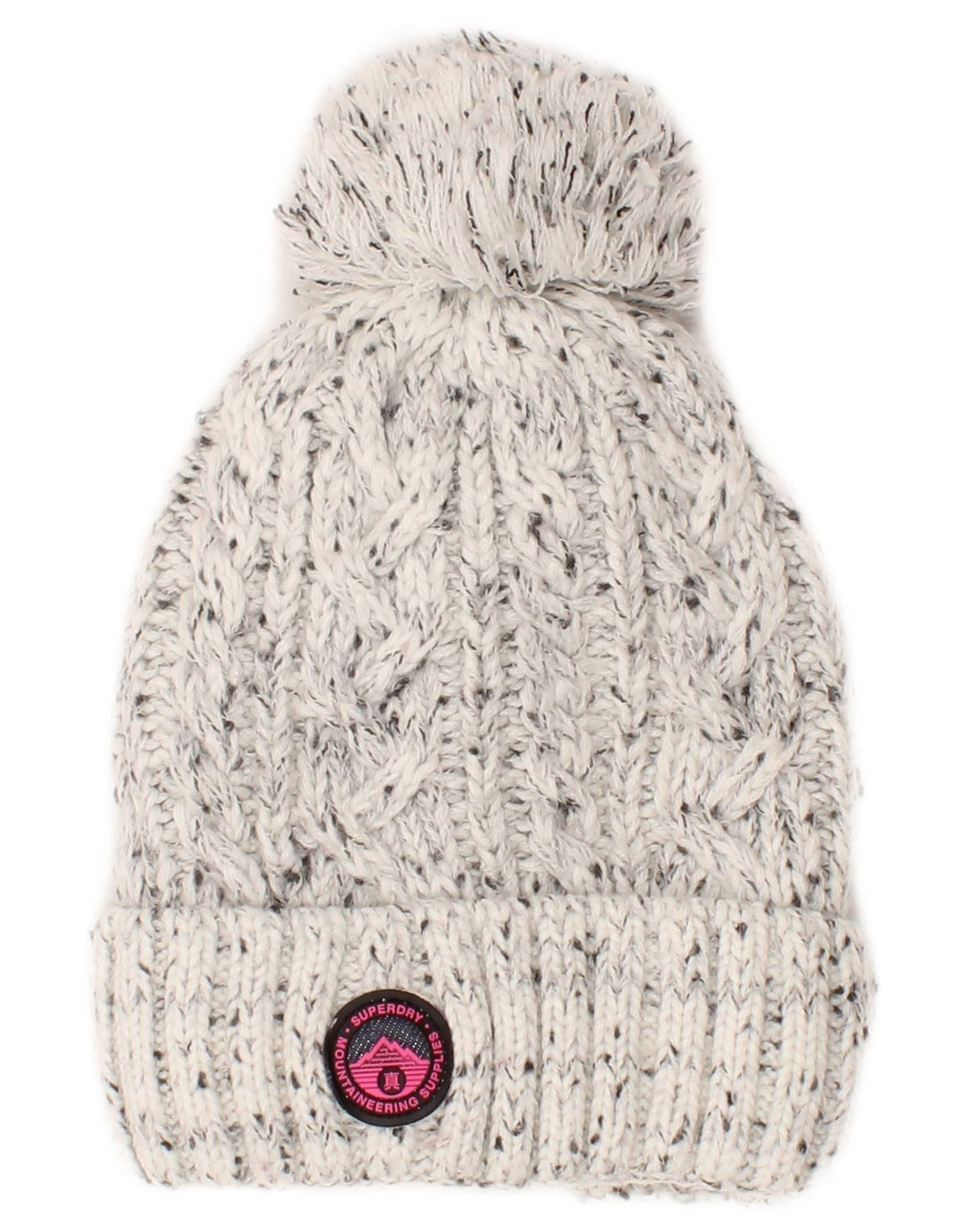 Superdry strikket beaniehue til kvinder One Size grå flækket akryl