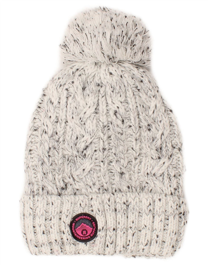 Superdry strikket beaniehue til kvinder One Size grå flækket akryl