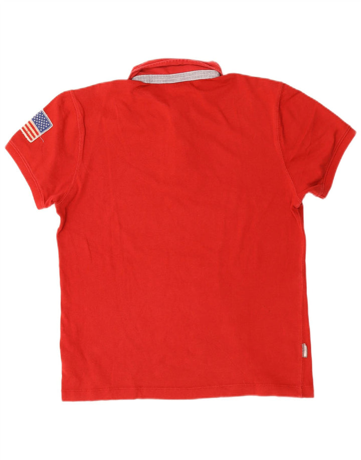 Blauer Polo Shirt til mænd Large Red Cotton