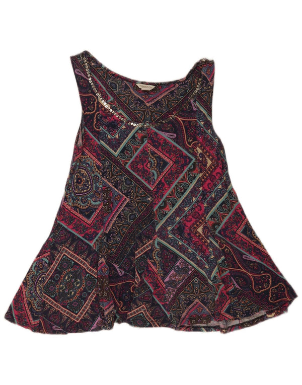 Monsoon Dame Ærmeløs Tunika Top UK 8 Small Navy Blue Paisley Viscose