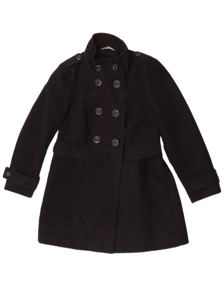 Marks & Spencer Womens Petite Pea Coat UK 10 Small Black Polyester