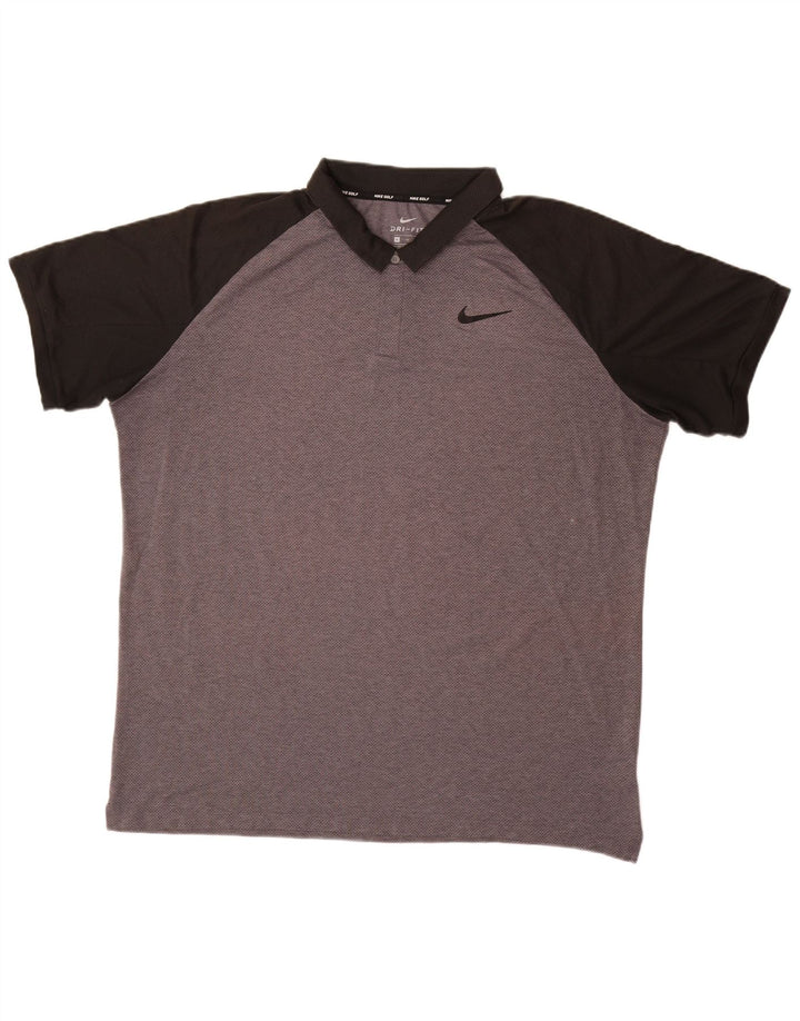 NIKE Dri Fit Polo Shirt til mænd XL Grå Colourblock Polyester