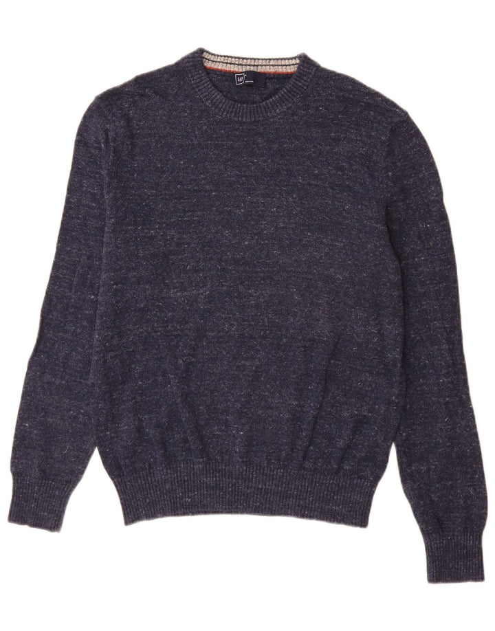 Gap Herre Crew Neck Jumper Sweater Medium Navy Blue Flecked Bomuld