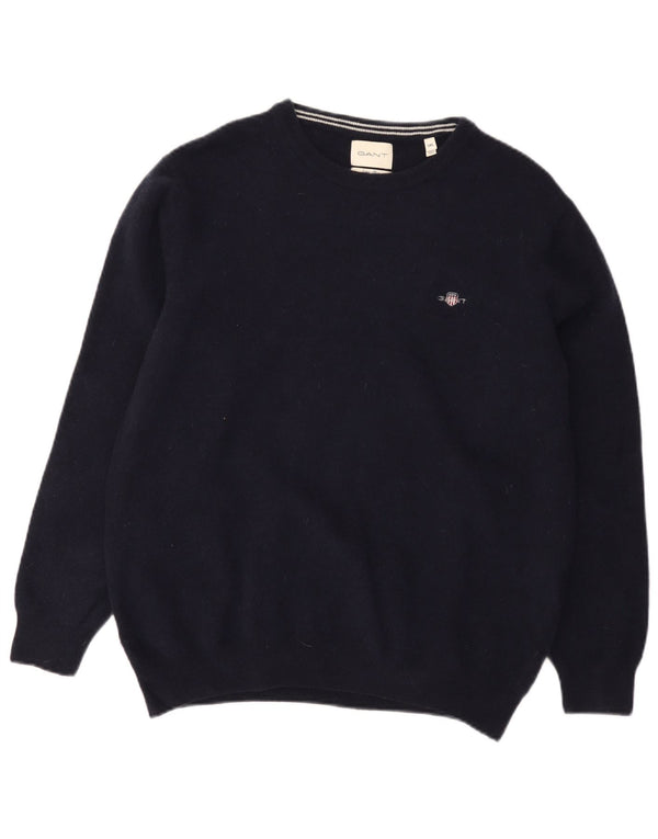 Gant Dame Boat Neck Jumper Sweater UK 22 3XL Marineblå lammeuld