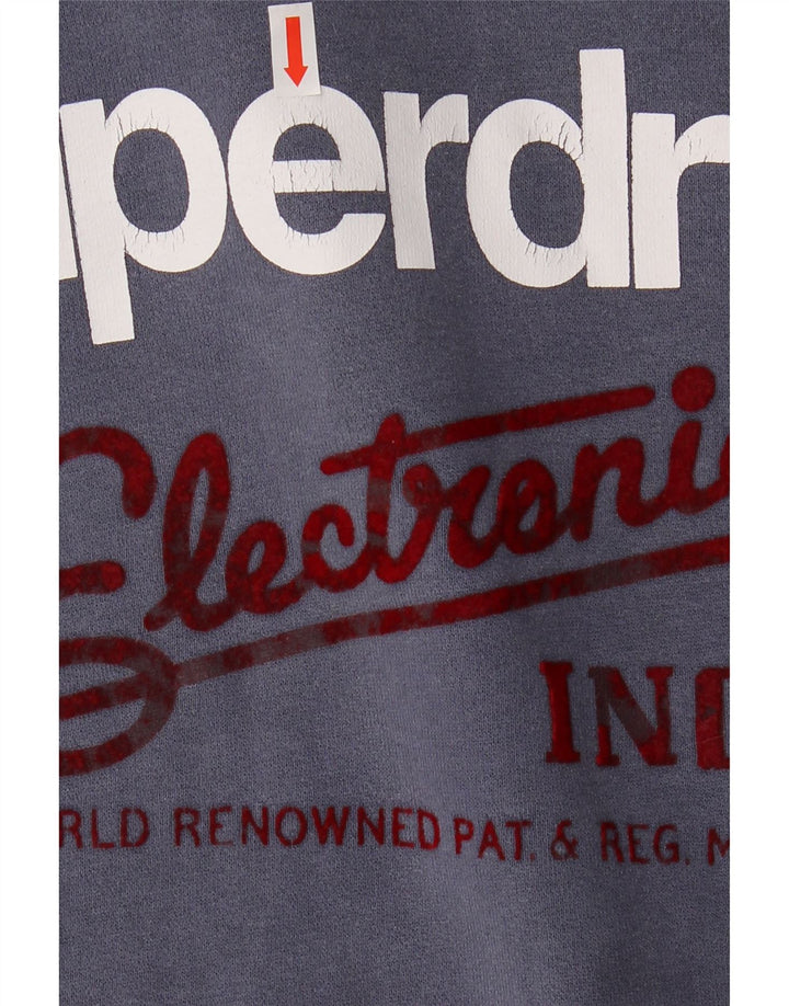 SUPERDRY Grafisk hættetrøje til kvinder UK 16 Large Navy Blue Colourblock