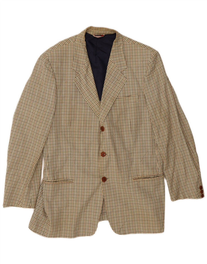 Stefanel Herre 3-knaps blazerjakke UK 38 Medium Beige Check