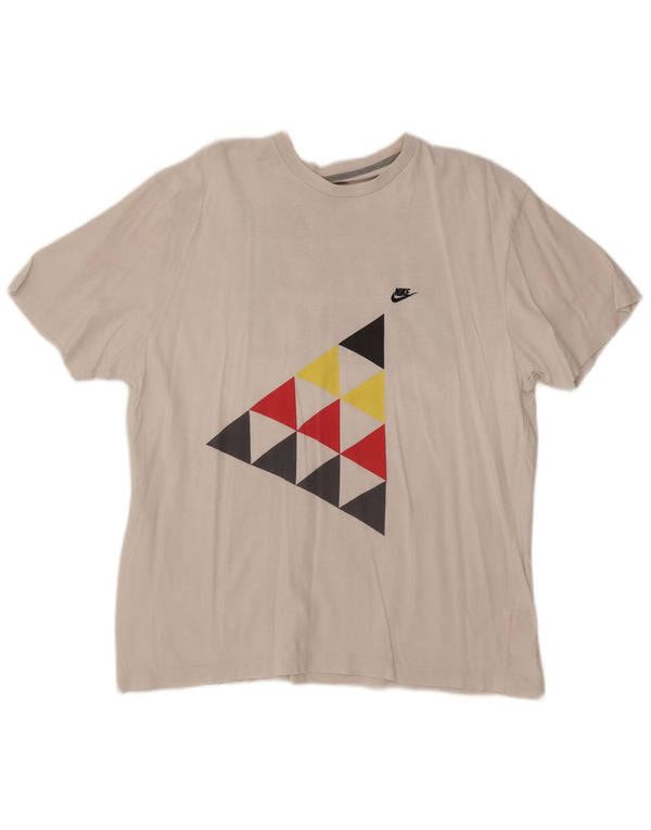 NIKE grafisk T-shirt top til mænd UK 45/47 XL hvid bomuld