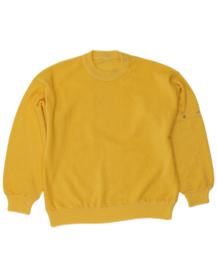 Vintage herre sweater med rund hals, lille gul
