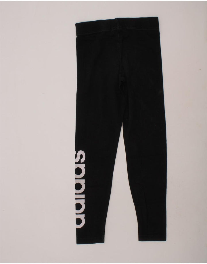 ADIDAS Girls Graphic Leggings 9-10 Years  Black Vintage Adidas and Second-Hand Adidas from Messina Hembry 